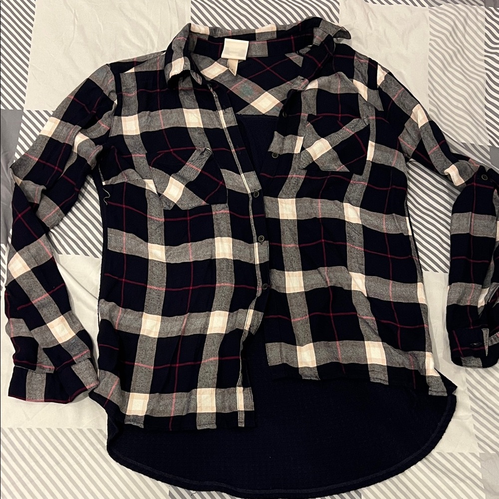 Black and Cream Plaid Blouse